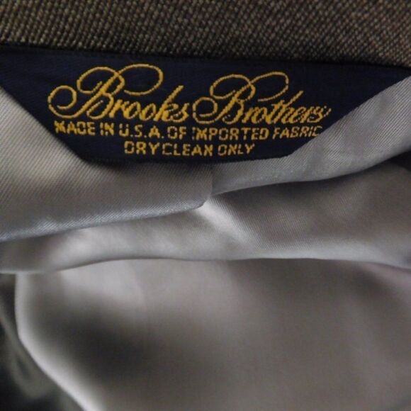VTG  46 Long Brooks Brothers Makers Blazer Taupe Brown Wool Suit Coat Made USA - Picture 6 of 10